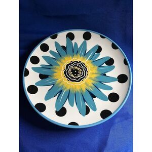 2 Clay Art Dessert Plates Handpainted Flowers polka Dots  Lite 8" (T2)‎